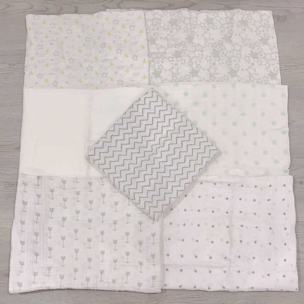 🚫SOLD🚫 7 Muslin Swaddle Blankets 100% Cotton